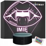 Lampka Nocna LED Imię Statuetka Usta Kły Wampir Pastel Goth Prezent Grawer
