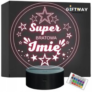Lampka Nocna LED Statuetka Super Bratowa Rodzina na Prezent Grawer