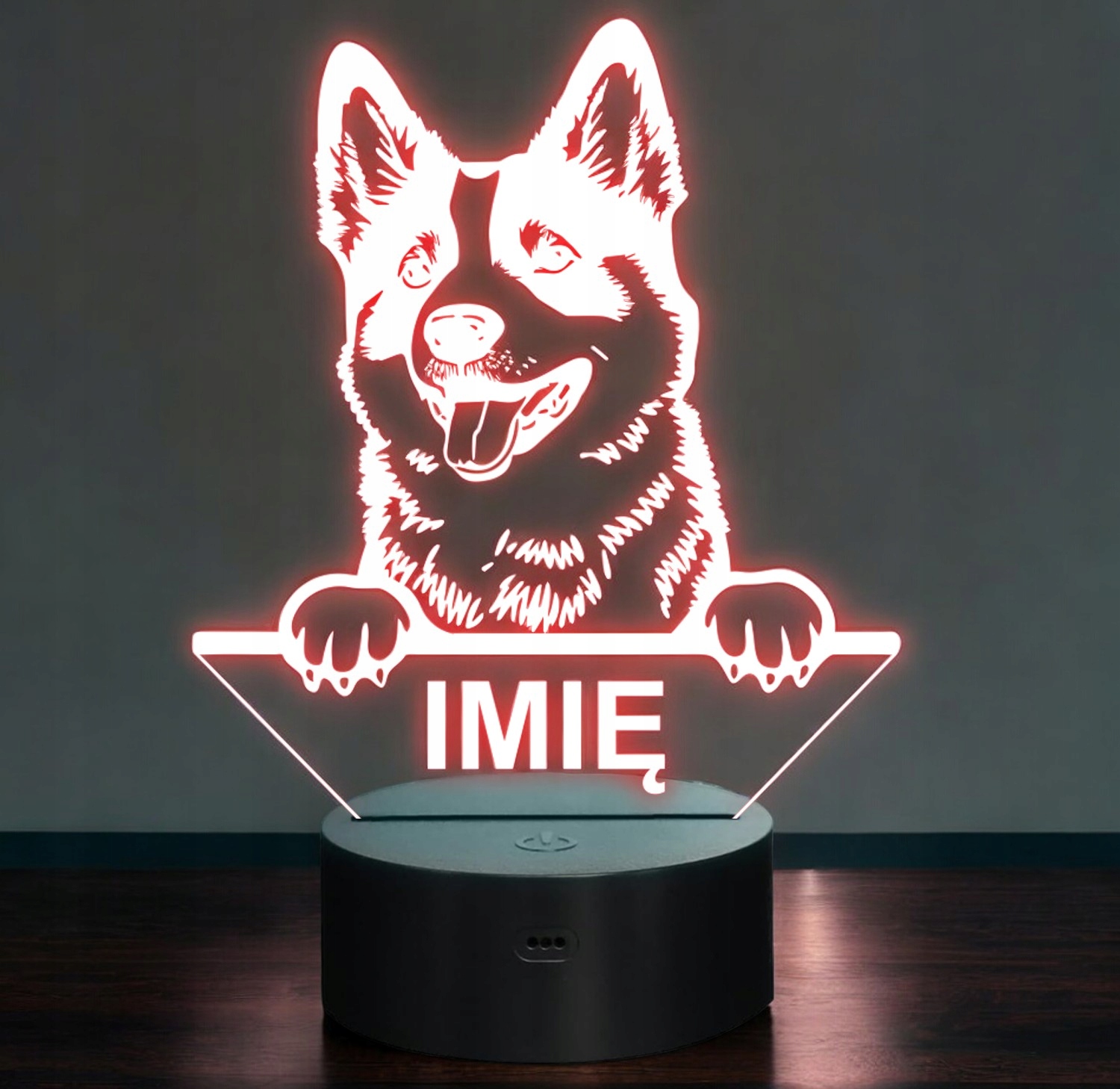 Lampka Nocna LED Pies AKITA INU Rasa z Imieniem Prezent Grawer Lampka Nocna LED Pies AKITA INU Rasa z Imieniem Prezent Grawer
