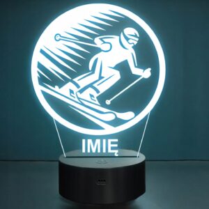 Lampka Nocna LED Statuetka Sporty Zimowe Narty Narciarz Prezent Grawer v.6