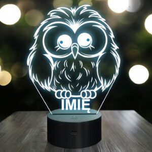 Lampka Nocna LED Z Imieniem Słodka Sowa Sówka dla Dzieci na Prezent v.1