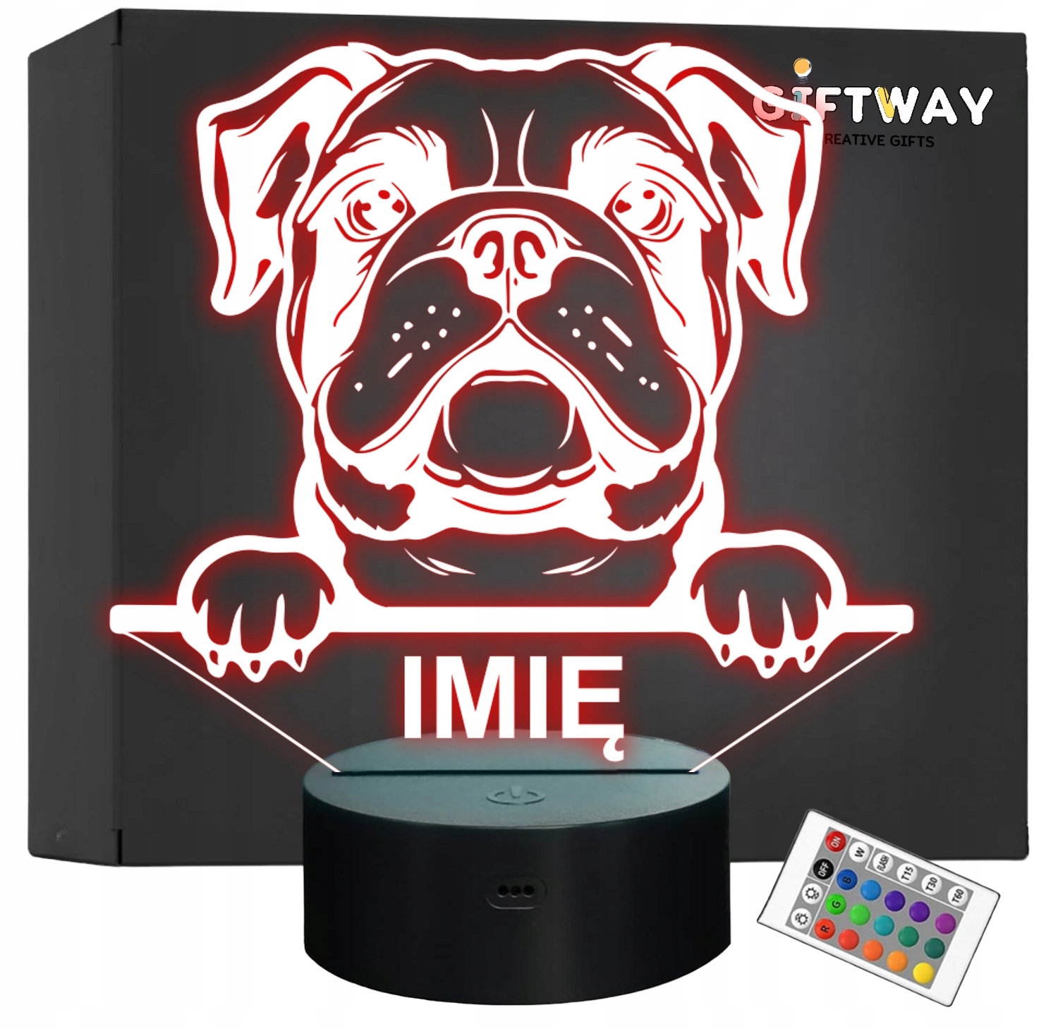Lampka Nocna LED Bulldog Rasa Psa z Imieniem na Prezent v.3 Lampka Nocna LED Bulldog Rasa Psa z Imieniem na Prezent v.3