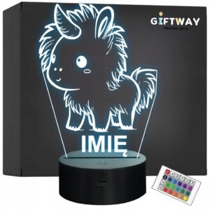 Lampka Nocna LED Z Imieniem Słodki Jednorożec Unicorn dla Dzieci na Prezent
