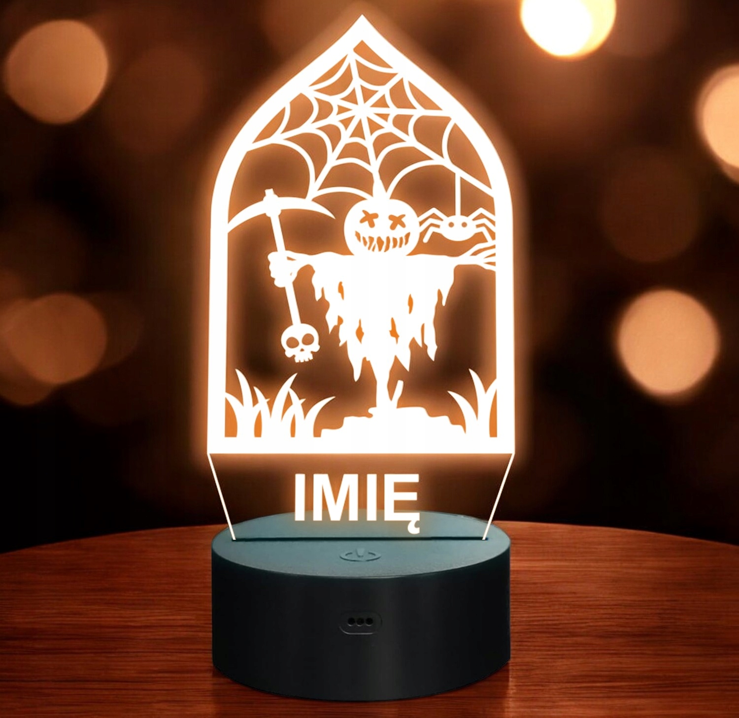 Lampka Nocna LED Imię Statuetka Halloween Strach na Wróble Prezent Grawer Lampka Nocna LED Imię Statuetka Halloween Strach na Wróble Prezent Grawer