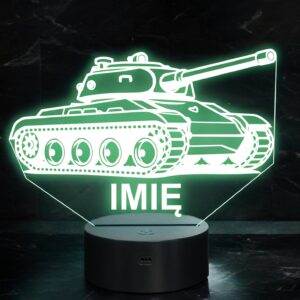 Lampka Nocna LED Imię Statuetka Czołg Wojskowy na Prezent Grawer v.1