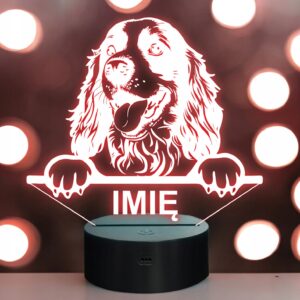 Lampka Nocna LED Cocker Spaniel Rasa Psa z Imieniem na Prezent
