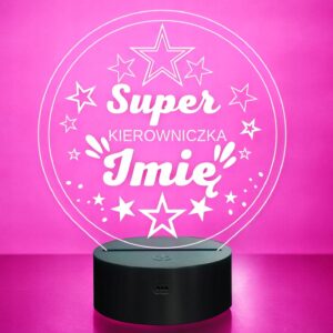 Lampka Nocna LED Statuetka Super Kierowniczka Praca na Prezent Grawer