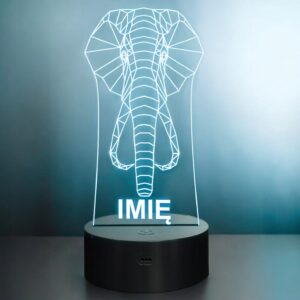 Lampka Nocna LED 3D Z Imieniem Grawer Słoń Słonik Prezent Personalizowana