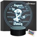 Lampka Nocna LED Statuetka Dzień Chłopaka Super Facet na Prezent Grawer