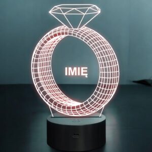 Lampka Nocna LED Pierścionek Dowolny Napis Grawer z Imieniem na Prezent