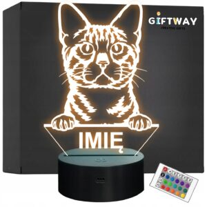 Lampka Nocna LED Bengal Rasa Kota z Imieniem na Prezent