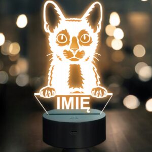 Lampka Nocna LED Lyoki Rasa Kota z Imieniem na Prezent