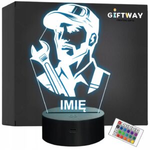 Lampka Nocna LED Statuetka Mechanik Samochodowy Zawód na Prezent Grawer v.3