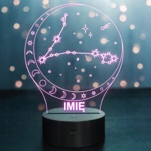Lampka Nocna LED Ryby Znak Zodiaku Horoskop z Imieniem Prezent Grawer