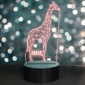 Lampka Nocna LED 3D Z Imieniem Grawer Żyrafa na Prezent Personalizowana
