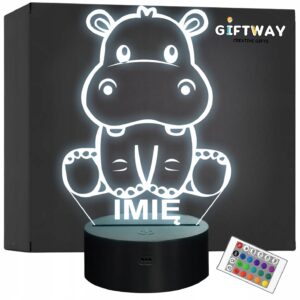 Lampka Nocna LED Z Imieniem Słodki Hipopotam dla Dzieci na Prezent