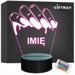 Lampka Nocna LED Imię Statuetka Paznokcie Nailartist na Prezent Grawer