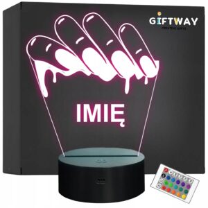 Lampka Nocna LED Imię Statuetka Paznokcie Nailartist na Prezent Grawer