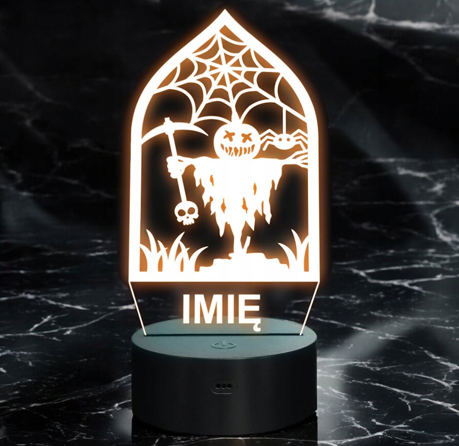 Lampka Nocna LED Imię Statuetka Halloween Strach na Wróble Prezent Grawer Lampka Nocna LED Imię Statuetka Halloween Strach na Wróble Prezent Grawer