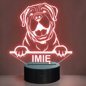 Lampka Nocna LED Shar Pei Rasa Psa z Imieniem na Prezent