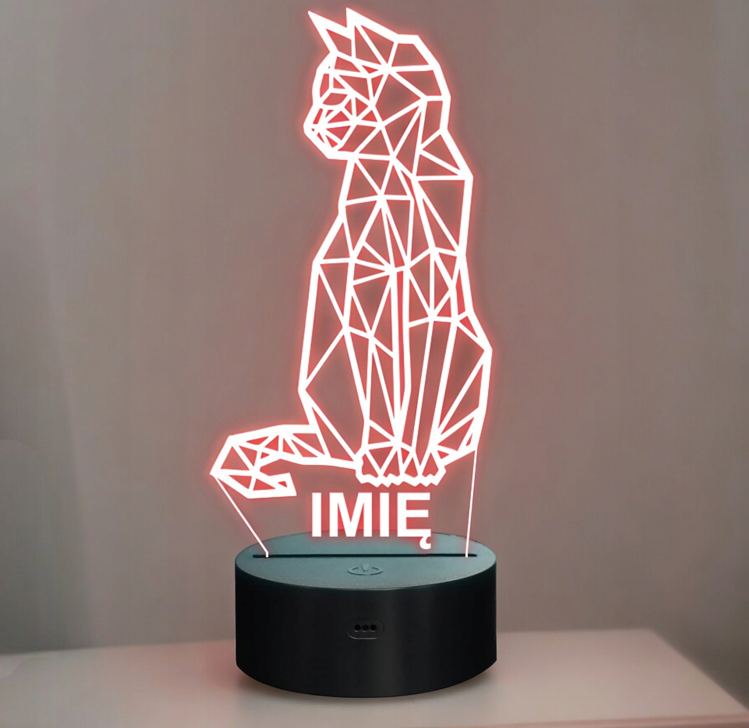 Lampka Nocna LED 3D Z Imieniem Grawer Kot Kotek na Prezent Personalizowana Lampka Nocna LED 3D Z Imieniem Grawer Kot Kotek na Prezent Personalizowana