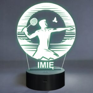 Lampka Nocna LED Statuetka Badminton Sport Aktywność na Prezent Grawer v.1
