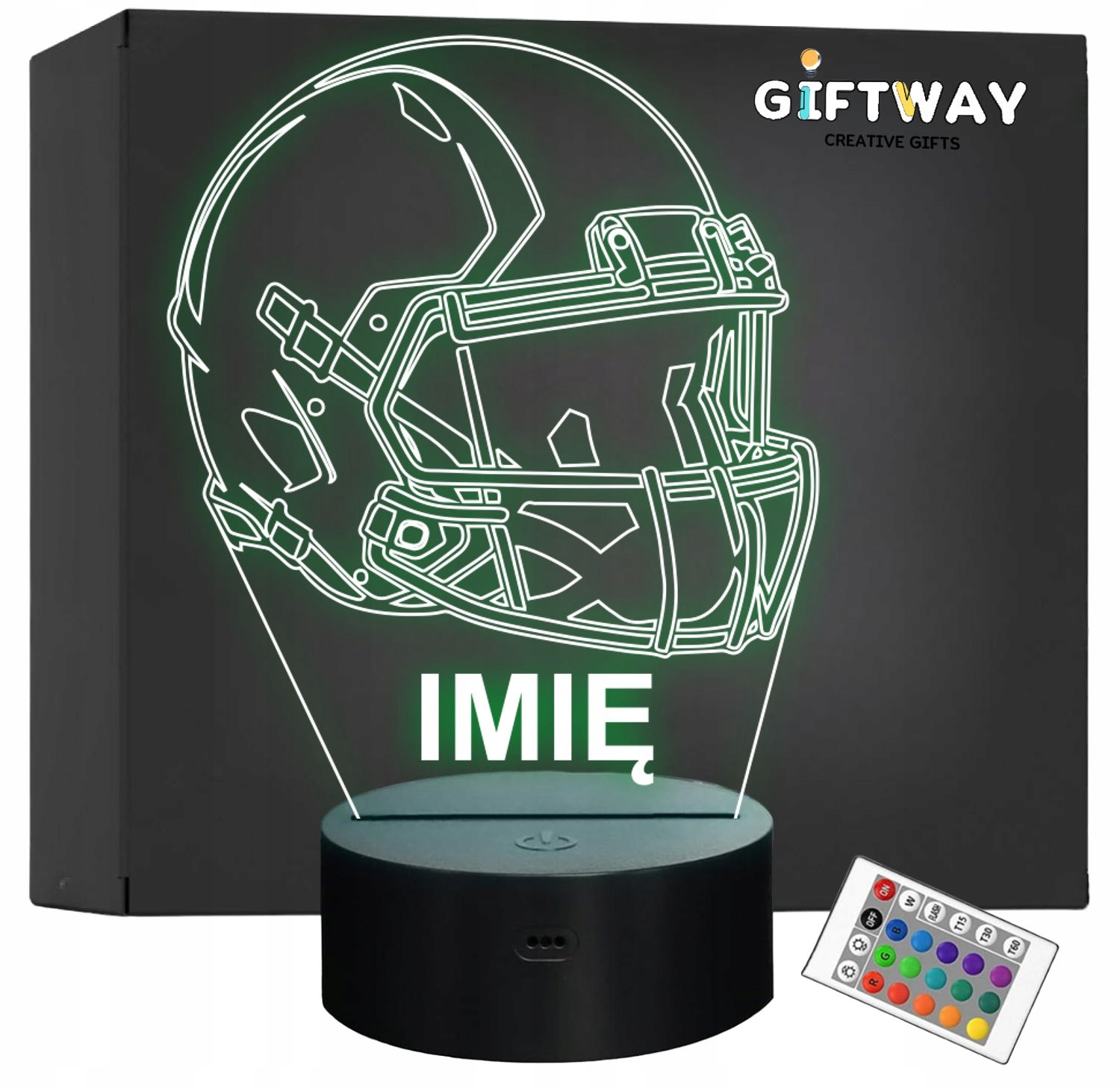 Lampka Nocna LED Z Imieniem Grawer Kask Rugby Sport na Prezent Lampka Nocna LED Z Imieniem Grawer Kask Rugby Sport na Prezent