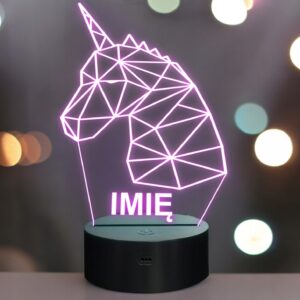 Lampka Nocna LED 3D Z Imieniem Grawer Jednorożec Unicorn na Prezent