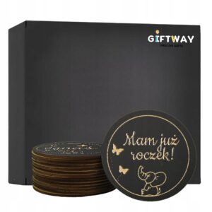 Drewniane Tabliczki Miesiące do Zdjęć Dziecka Pierwszy Rok Słonie Czarne