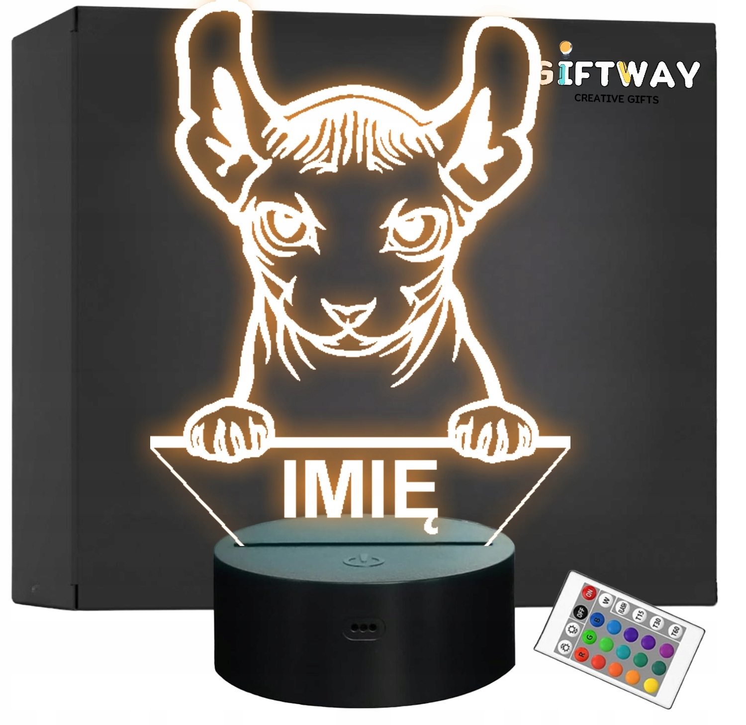 Lampka Nocna LED Dwelf Rasa Kota z Imieniem na Prezent Lampka Nocna LED Dwelf Rasa Kota z Imieniem na Prezent