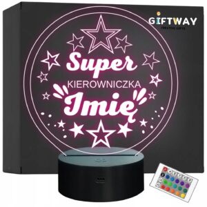 Lampka Nocna LED Statuetka Super Kierowniczka Praca na Prezent Grawer