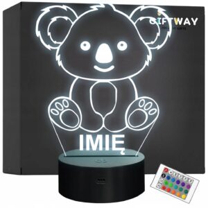 Lampka Nocna LED Z Imieniem Słodki Koala dla Dzieci na Prezent