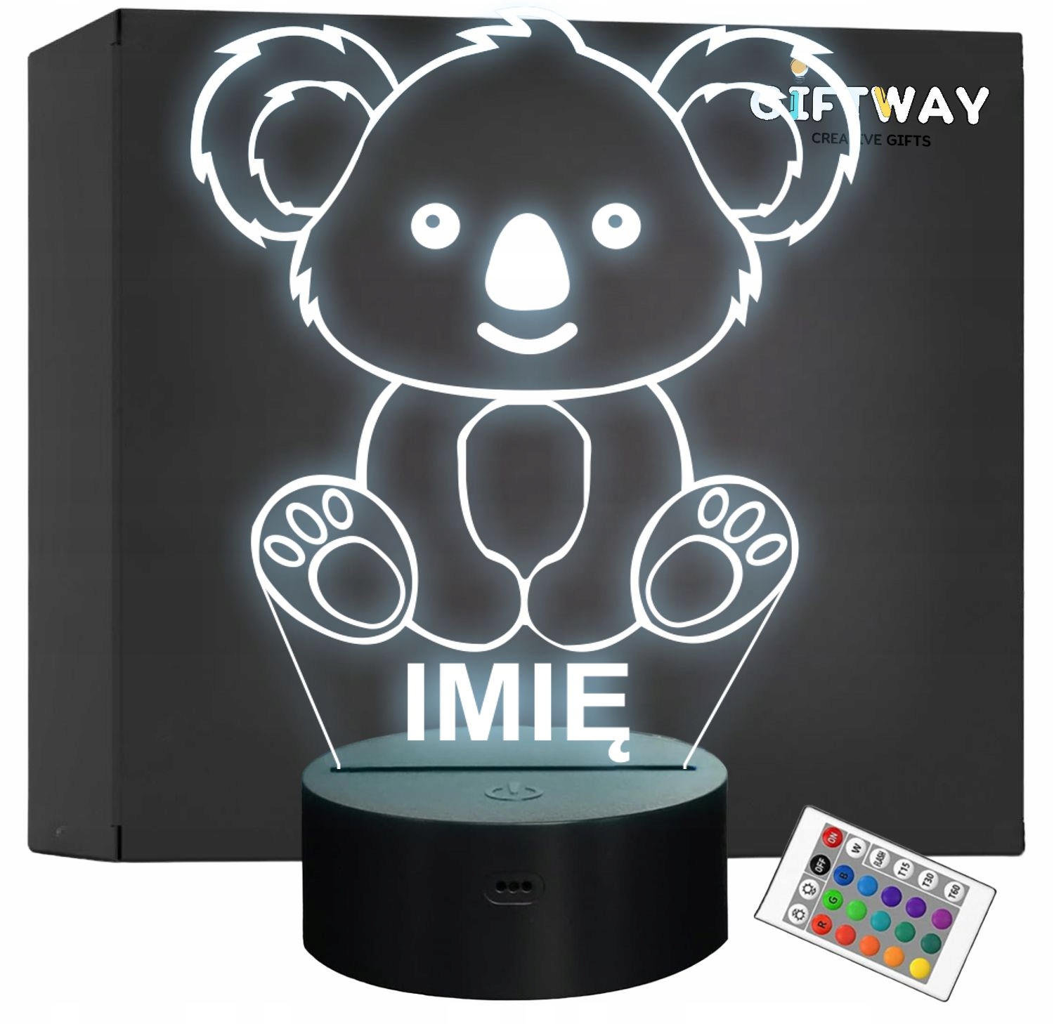 Lampka Nocna LED Z Imieniem Słodki Koala dla Dzieci na Prezent Lampka Nocna LED Z Imieniem Słodki Koala dla Dzieci na Prezent