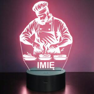 Lampka Nocna LED Imię Statuetka Zawód Szef Kuchni Kucharz na Prezent Grawer