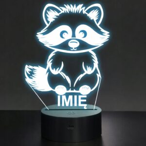 Lampka Nocna LED Z Imieniem Słodki Szop Pracz dla Dzieci na Prezent v.1