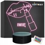 Lampka Nocna LED Imię Statuetka Usta Szminka Beauty na Prezent Grawer
