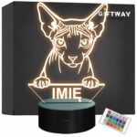 Lampka Nocna LED Don Sphynx Rasa Kota z Imieniem na Prezent