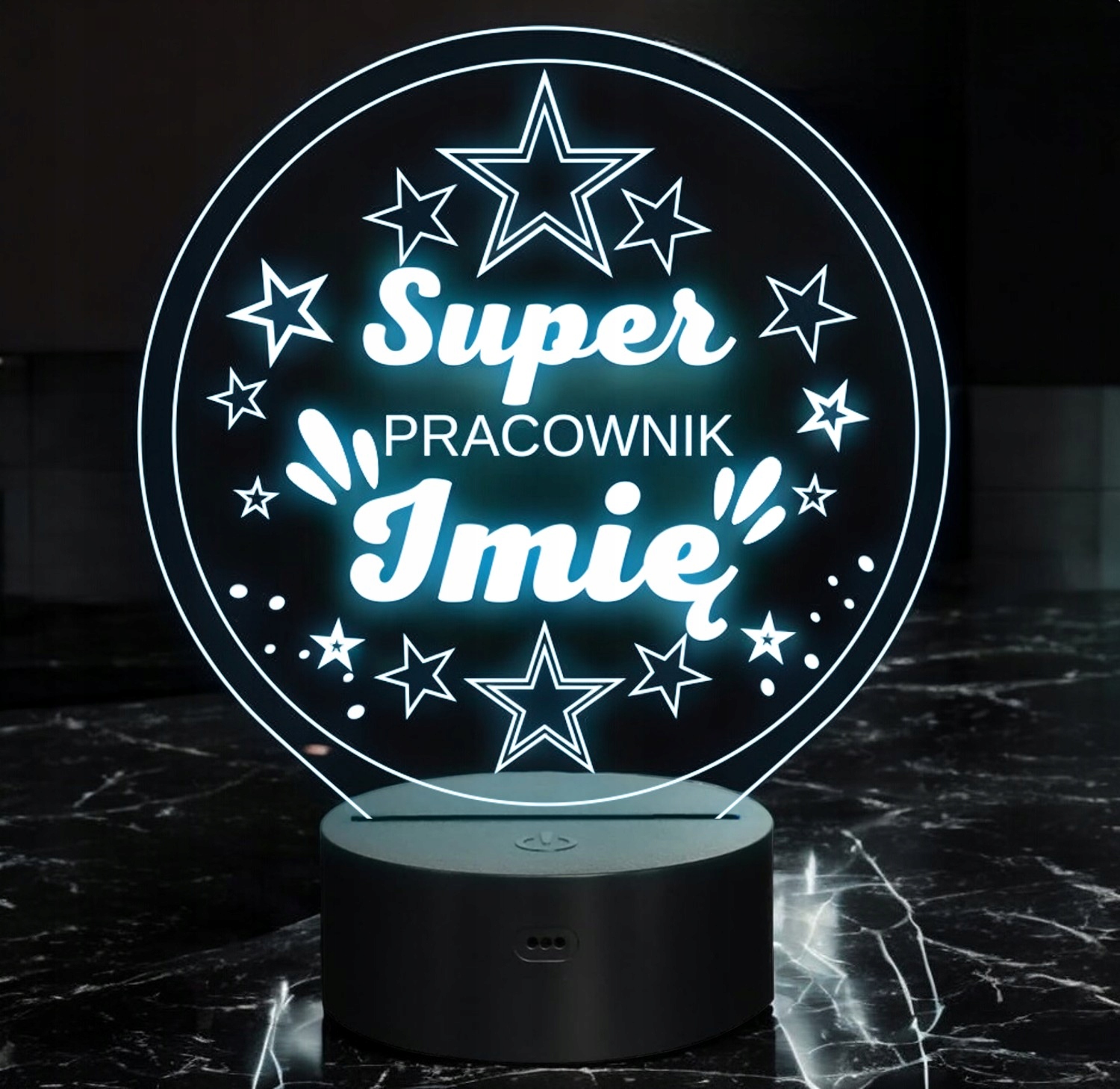 Lampka Nocna LED Statuetka Super Pracownik Praca na Prezent Grawer Lampka Nocna LED Statuetka Super Pracownik Praca na Prezent Grawer