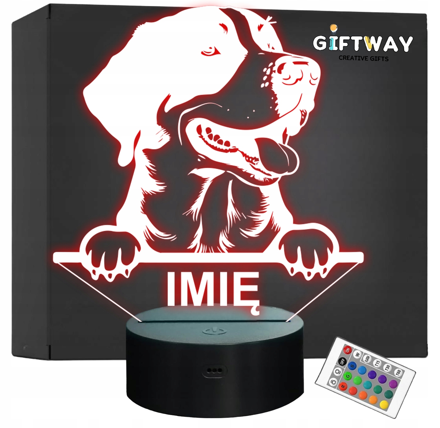 Lampka Nocna LED Duży Szwajcarski Pies Pasterski Psa z Imieniem na Prezent Lampka Nocna LED Duży Szwajcarski Pies Pasterski Psa z Imieniem na Prezent