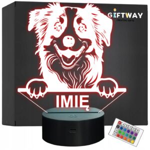 Lampka Nocna LED Miniaturowy owczarek amerykański Psa z Imieniem Prezent