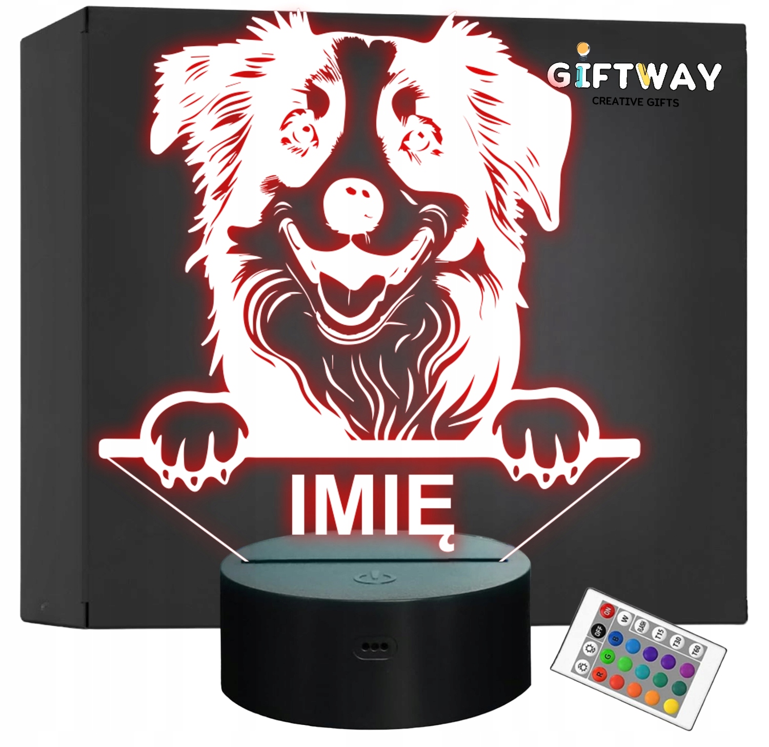 Lampka Nocna LED Miniaturowy owczarek amerykański Psa z Imieniem Prezent Lampka Nocna LED Miniaturowy owczarek amerykański Psa z Imieniem Prezent