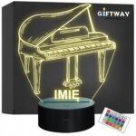 Lampka Nocna LED Imię Statuetka Fortepian Instrument na Prezent Grawer