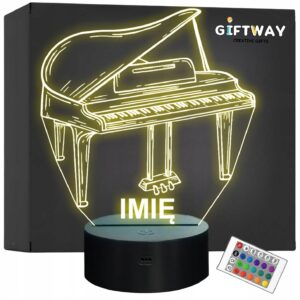 Lampka Nocna LED Imię Statuetka Fortepian Instrument na Prezent Grawer