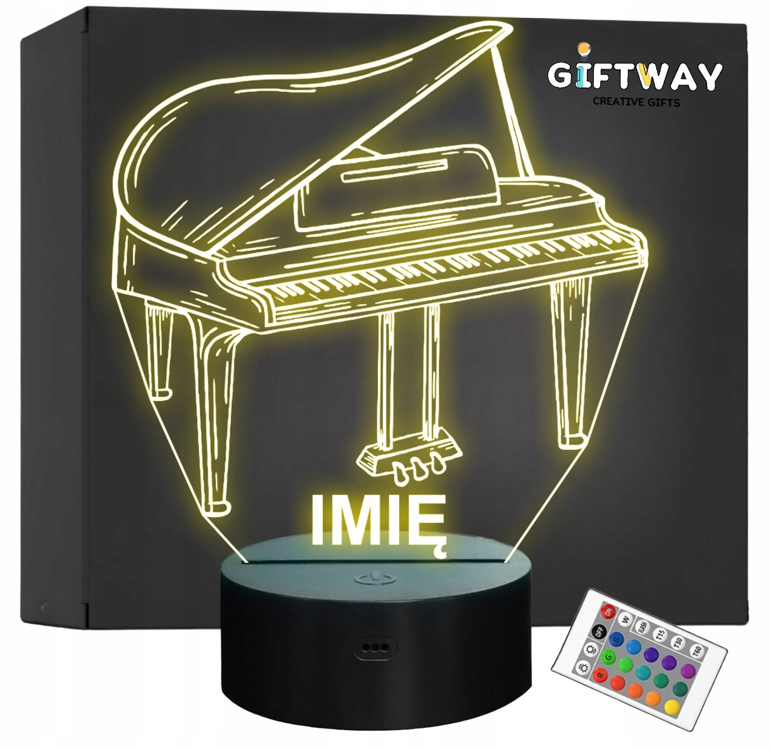 Lampka Nocna LED Imię Statuetka Fortepian Instrument na Prezent Grawer Lampka Nocna LED Imię Statuetka Fortepian Instrument na Prezent Grawer
