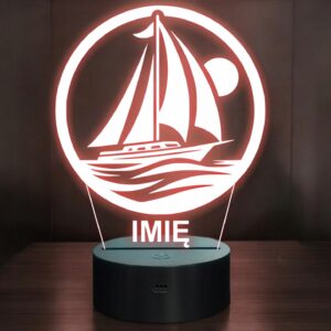 Lampka Nocna LED Statuetka Żeglowanie Żagiel Łódź na Prezent Grawer