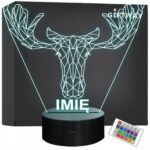 Lampka Nocna LED 3D Z Imieniem Grawer Łoś Personalizowana na Prezent