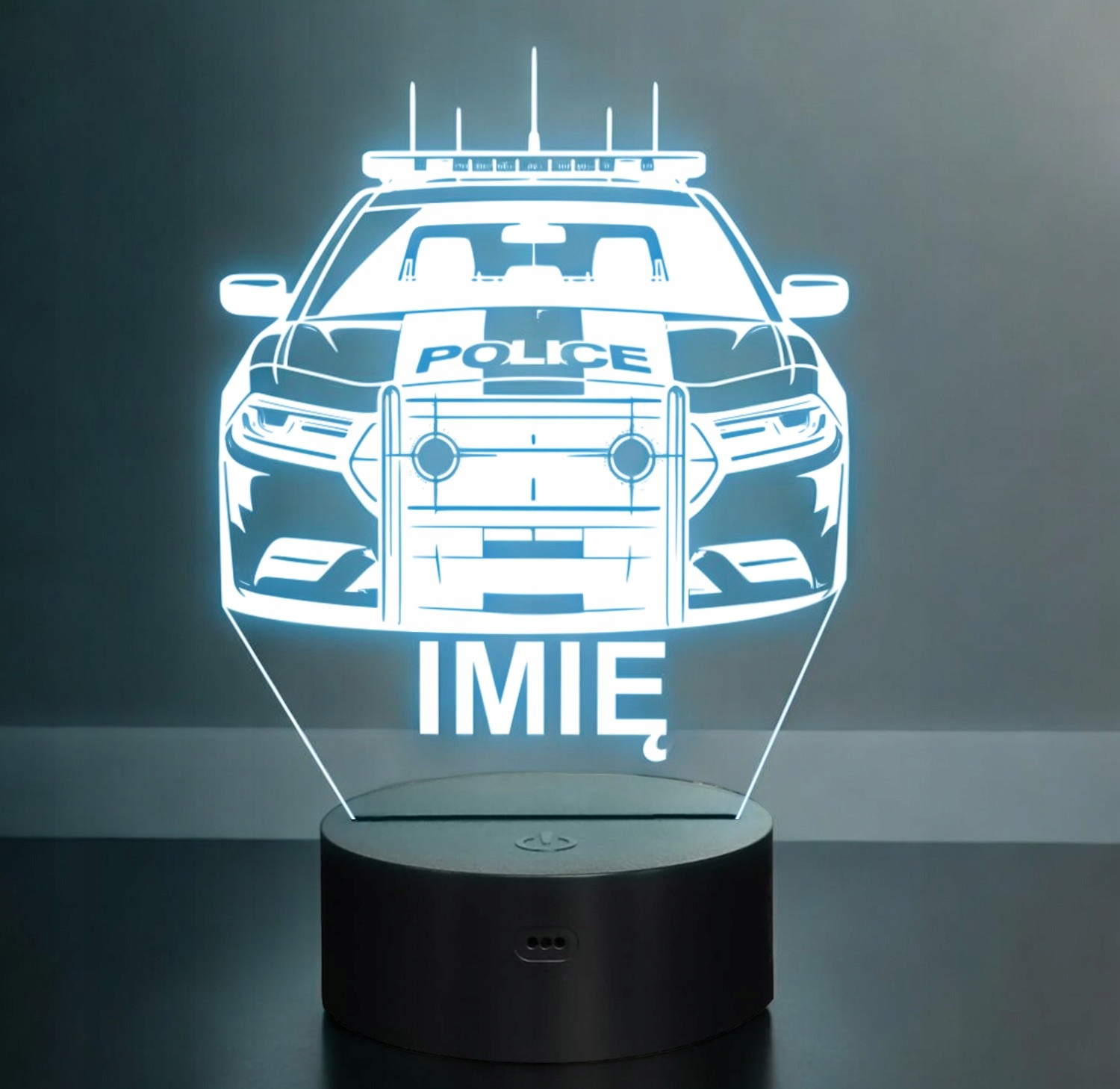 Lampka Nocna LED Imię Wóz Policyjny Radiowóz na Prezent Grawer v.1 Lampka Nocna LED Imię Wóz Policyjny Radiowóz na Prezent Grawer v.1