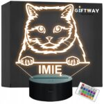 Lampka Nocna LED British Shorthair Rasa Kota z Imieniem na Prezent