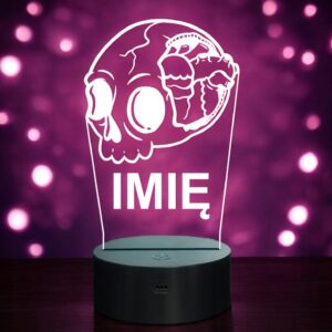 Lampka Nocna LED Imię Statuetka Czaszka Pastel Goth na Prezent Grawer