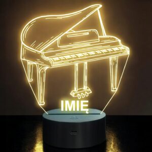 Lampka Nocna LED Imię Statuetka Fortepian Instrument na Prezent Grawer